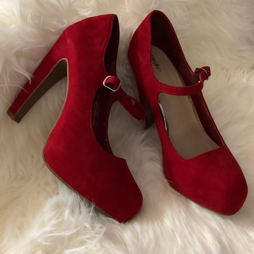 Suede Mary Jane high heels